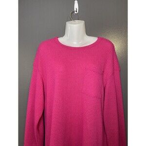 Dokotoo Sweater Womens Medium Pink Waffle Knit Long Sleeve Pocket Pullover